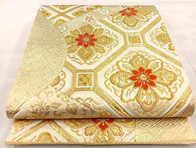 平和屋野田店■六通柄袋帯　唐織　蜀江花文　本金箔24K　逸品　BAAI7964ea