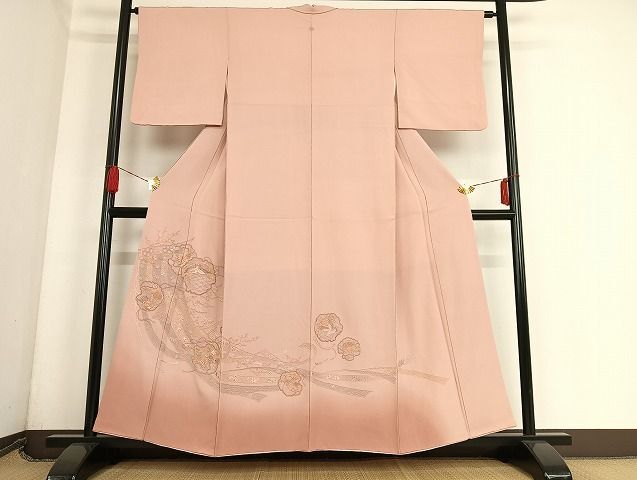 平和屋-こころ店■訪問着　総絞り　中国三大刺繍　汕頭刺繍　スワトウ刺繍　雪輪重ね飛鶴花文　正絹　逸品　AAAK6883Bzg