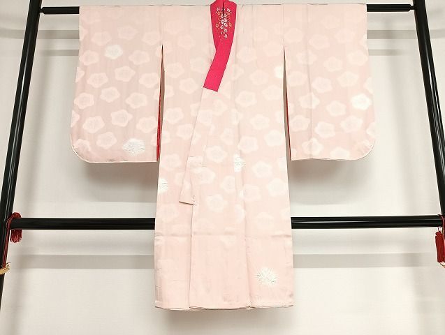 平和屋-こころ店■七五三　女の子　長襦袢(袷)　梅文　半衿刺繍　正絹　逸品　AAAK5629Boa