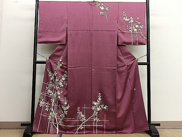 平和屋野田店■極上　十日町老舗ブランド　吉澤友禅　吾妻徳穂　訪問着　鹿の子枝花文　金銀彩　逸品　BAAJ4389hj