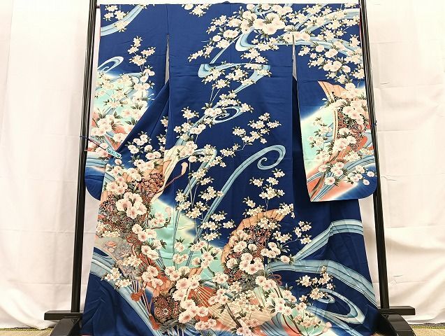 平和屋野田店■豪華振袖　扇面花文　暈し染め　金彩　逸品　BAAJ3199hv