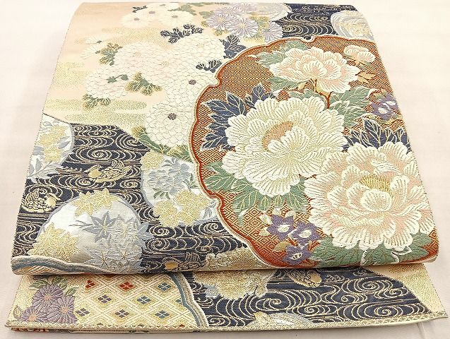 平和屋野田店■六通柄袋帯　唐織　観世雪輪文　九百錦　24K純金箔錦　逸品　BAAJ5811ea