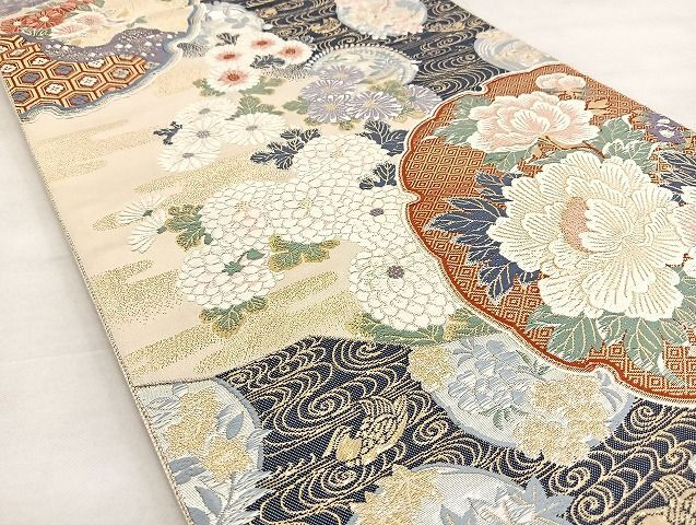 平和屋野田店■六通柄袋帯　唐織　観世雪輪文　九百錦　24K純金箔錦　逸品　BAAJ5811ea