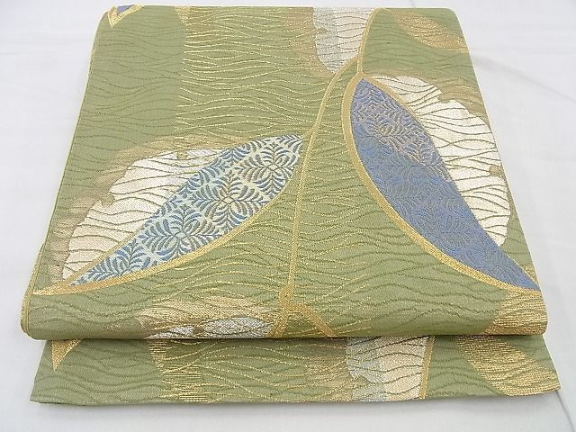 平和屋野田店◎六通柄袋帯　雪輪枝葉文　金糸　逸品　BAAF4374xa