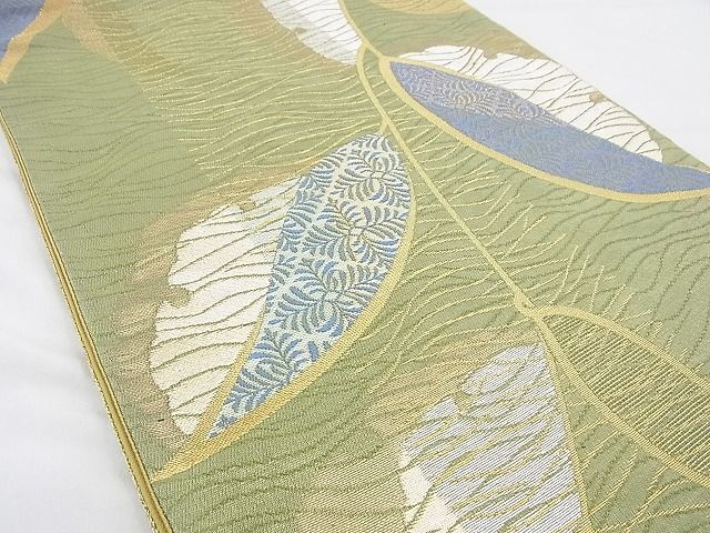 平和屋野田店◎六通柄袋帯　雪輪枝葉文　金糸　逸品　BAAF4374xa