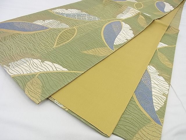 平和屋野田店◎六通柄袋帯　雪輪枝葉文　金糸　逸品　BAAF4374xa