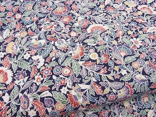 平和屋野田店■上質な小紋　更紗花文　逸品　未使用　BAAF9439hv