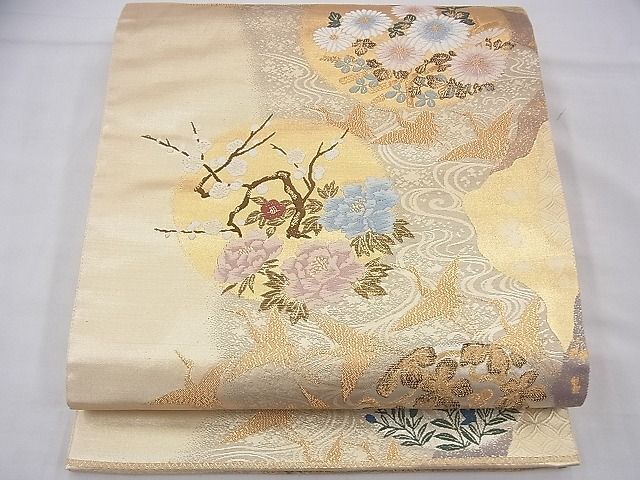 平和屋野田店◎全通柄袋帯　唐織　琳派百図　金糸　逸品　BAAF5742fk