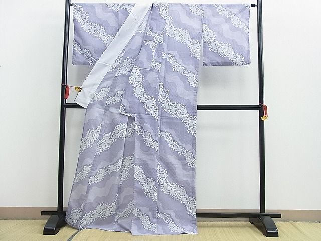 平和屋野田店 夏物 小紋 絽 辻が花 手描き 洗える着物 BAAG3464pk 
