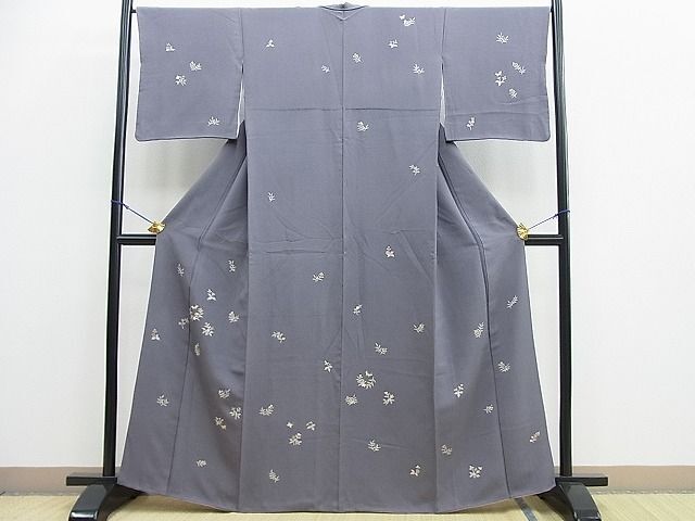 平和屋野田店■付下げ　舞蝶草花文　金彩　逸品　BAAI1496pk