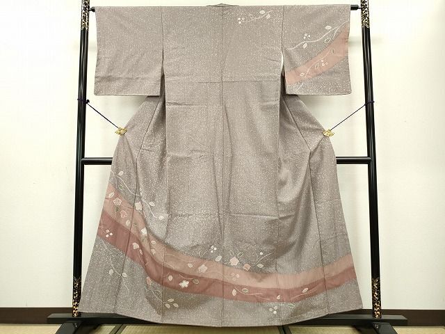 平和屋2■訪問着　紬地　絞り　花唐草文　ますいわ屋扱い　逸品　未使用　DAAG4683fe