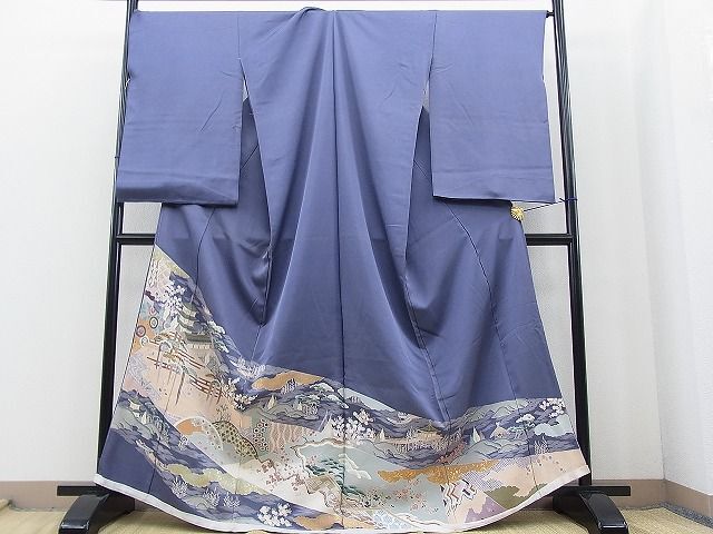 平和屋野田店■豪華色留袖　訪問着　吉祥風景文　金彩　仮絵羽　逸品　未使用　BAAI9711pm