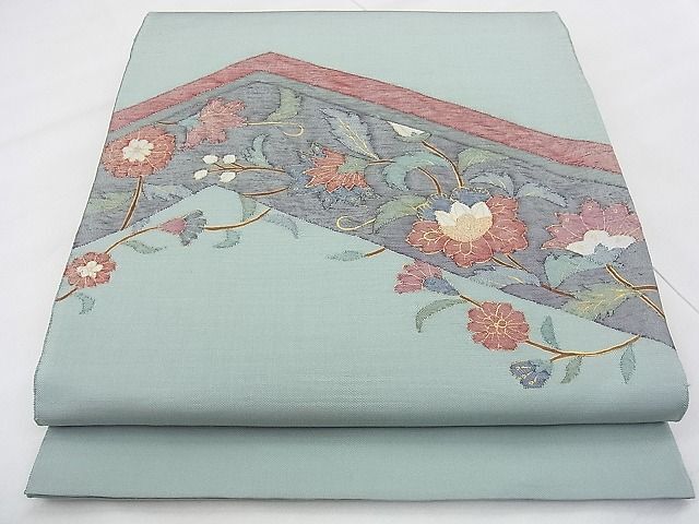 平和屋野田店◎太鼓柄袋帯　すくい織　花唐草文　金糸　逸品　BAAJ0459qt