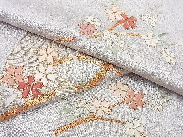 平和屋野田店■付下げ　総刺繍　駒刺繍　枝桜　金糸　逸品　BAAI2514gt