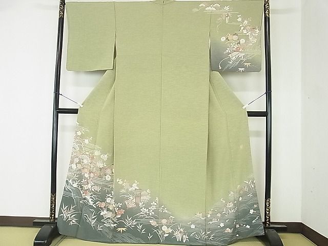 平和屋2■訪問着　作家物　流水花鳥文　暈し染め　逸品　DAAF3416sf