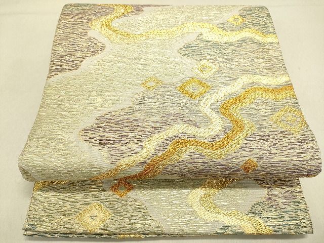 平和屋2■六通柄袋帯　流水霞文　金糸　逸品　DAAF6986du