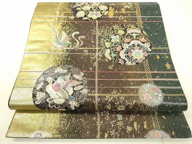 平和屋2■六通柄袋帯　正倉院大華文　金糸　引箔　逸品　DAAH1773du