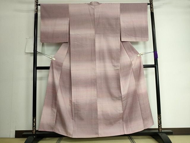 平和屋2■上質な紬　単衣　横段文　逸品　DAAH8329ic