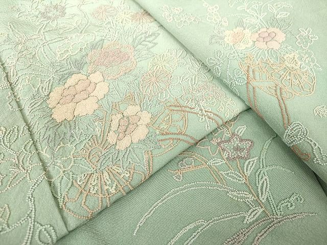 平和屋2■中国三大刺繍　相良刺繍　総刺繍　訪問着　花車文　銀糸　逸品　DAAH5388ps