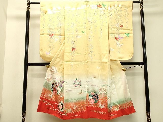 平和屋2■十三参り　女の子　祝着　花蝶文　金彩　暈し染め　逸品　DAAH2569ud