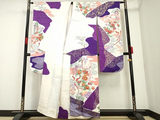 平和屋-こころ店□豪華振袖 駒刺繍 絞り 鳳凰花文 金彩 正絹 逸品