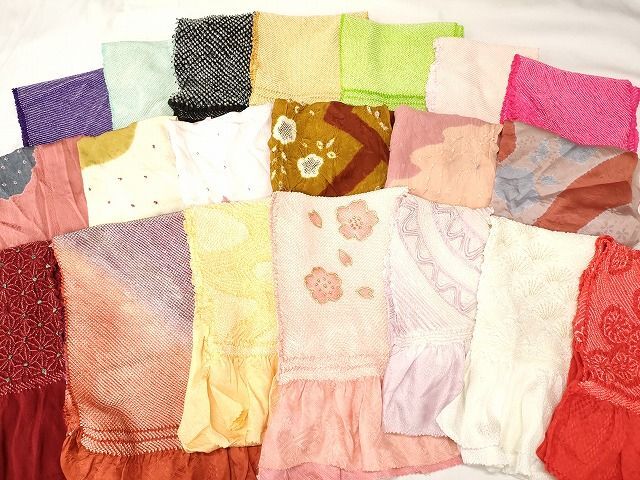平和屋-こころ店■和装小物　帯揚げ　20枚セット　総絞り　中抜き　舞桜文　花柄　暈し染め　金彩　逸品　AAAJ6961Azi