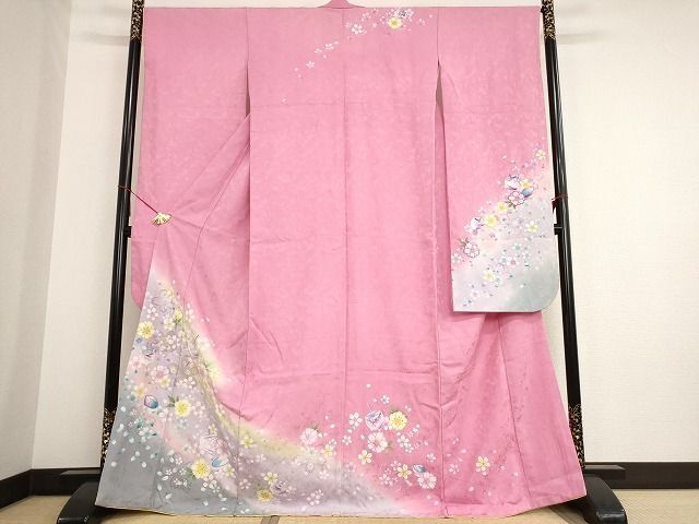 平和屋-こころ店■豪華振袖　舞花文　金彩　正絹　逸品　AAAJ2812Abw