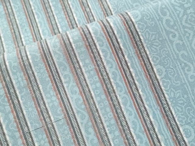 平和屋1■上質な紬　縞　花唐草文　ますいわ屋扱い　逸品　CAAH3875yc