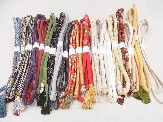 平和屋2■和装小物　帯締め20本　丸ぐけ　丸くげ　刺繍　市松柄など　あわじ玉　細紐　逸品　DAAI0196zzz