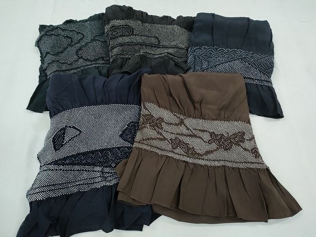 平和屋1■男性　和装小物　兵児帯まとめて5点　絞り　雲重ね文　憲法色　留紺色　藍鉄色　逸品　CAAH8055th