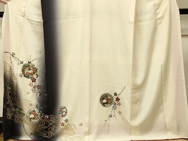 平和屋1■訪問着　流水雪輪花文　暈し染め　金銀彩　逸品　CAAH6942dy