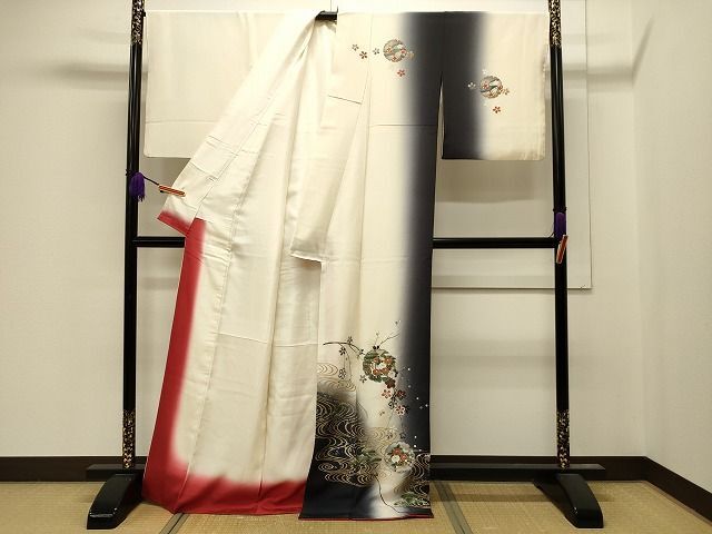 平和屋1■訪問着　流水雪輪花文　暈し染め　金銀彩　逸品　CAAH6942dy