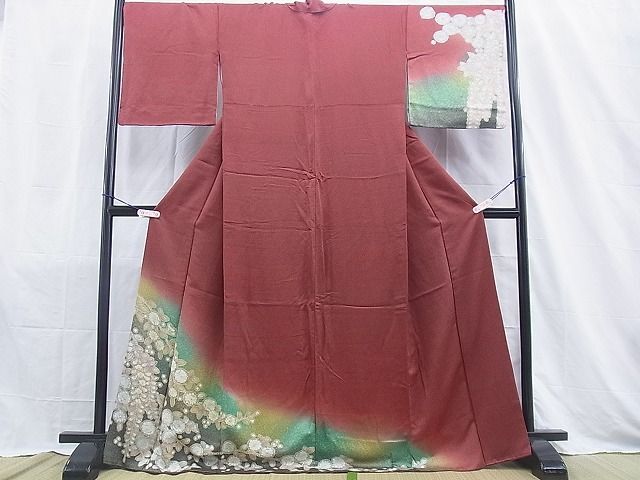 平和屋野田店■訪問着　辻が花　手描き　暈し染め　金彩　逸品　BAAJ1577yt