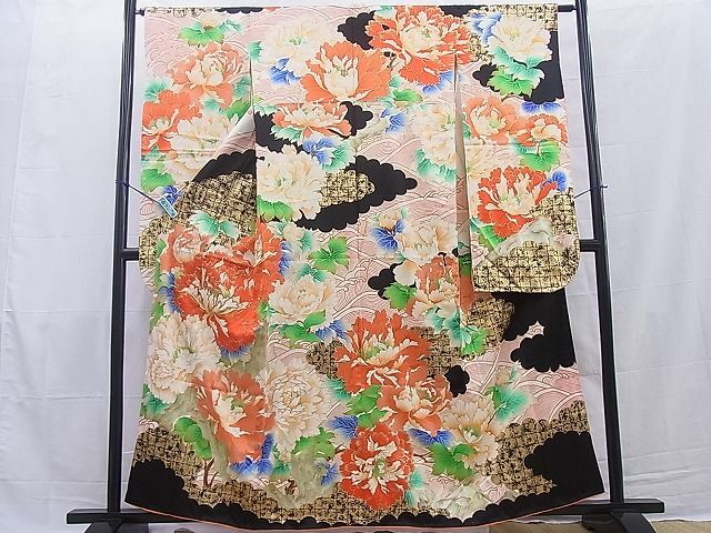 平和屋野田店■豪華振袖　駒刺繍　立波花文　金彩　逸品　BAAJ2128ph