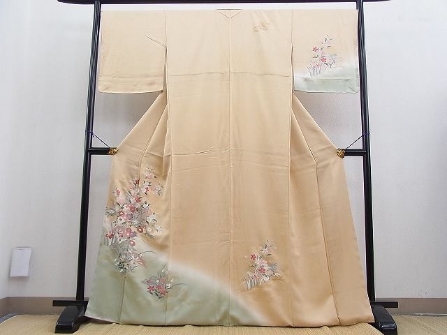 平和屋野田店■訪問着　風景花文　暈し染め　金彩　逸品　未使用　BAAI9877pm