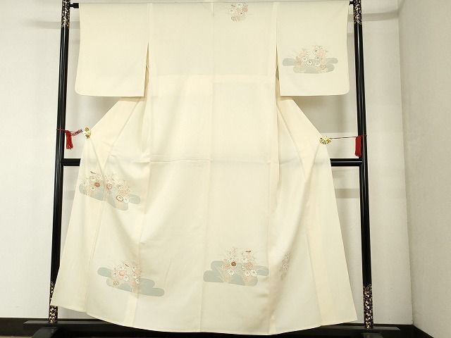 平和屋-こころ店■訪問着　単衣　エ霞草花文　正絹　逸品　AAAL1041Acs