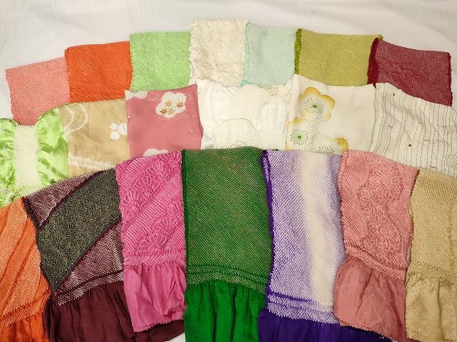 平和屋-こころ店■和装小物　帯揚げ　２０枚セット　総絞り　中抜き　麻の葉文様　金彩　ラメ　逸品　AAAK8162Azi