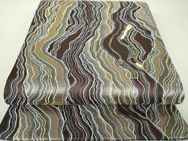 平和屋2■袋帯　螺鈿　変わり縞　金糸　逸品　DAAH5704ps