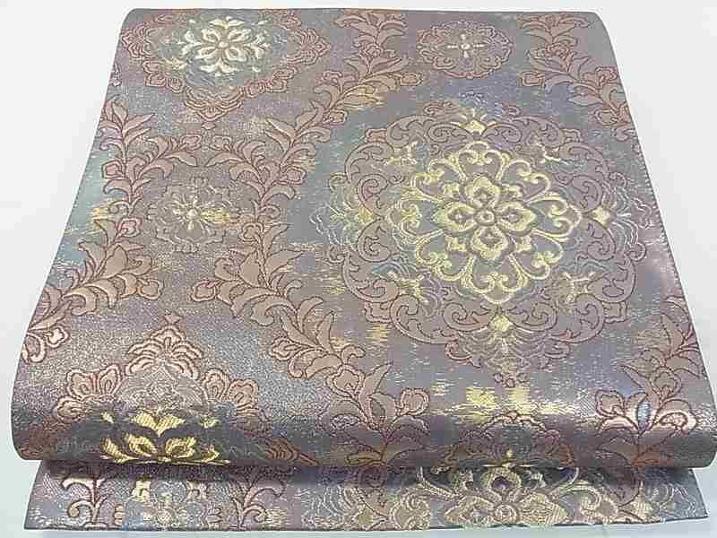 平和屋2◎西陣　六通柄袋帯　更紗花文　本金箔　証紙付き　逸品　DAAG1359we