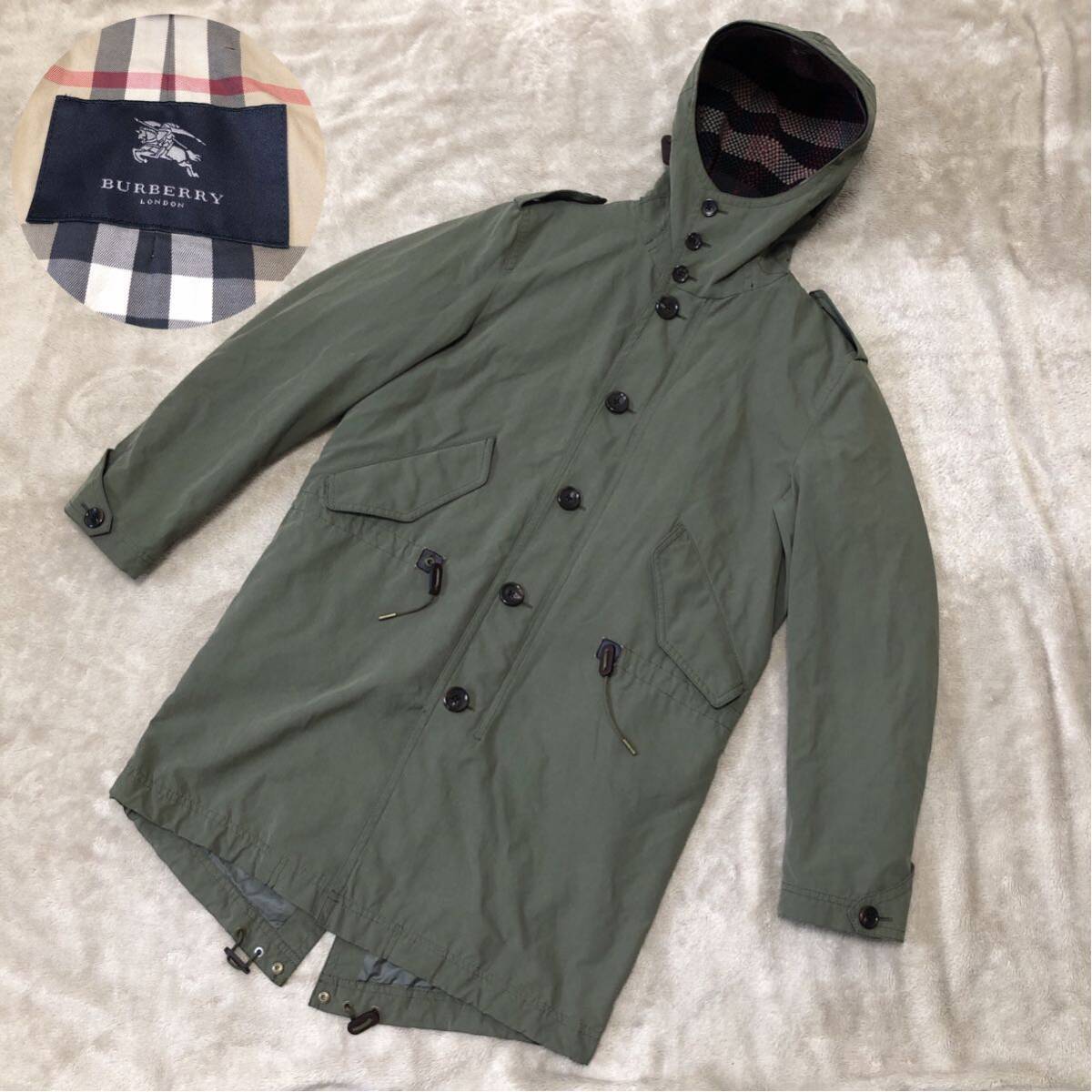 【美品】バーバリー Burberry モッズコート カーキ ノバチェック 美品】バーバリー Burberry モッズコート カーキ ノバチェック