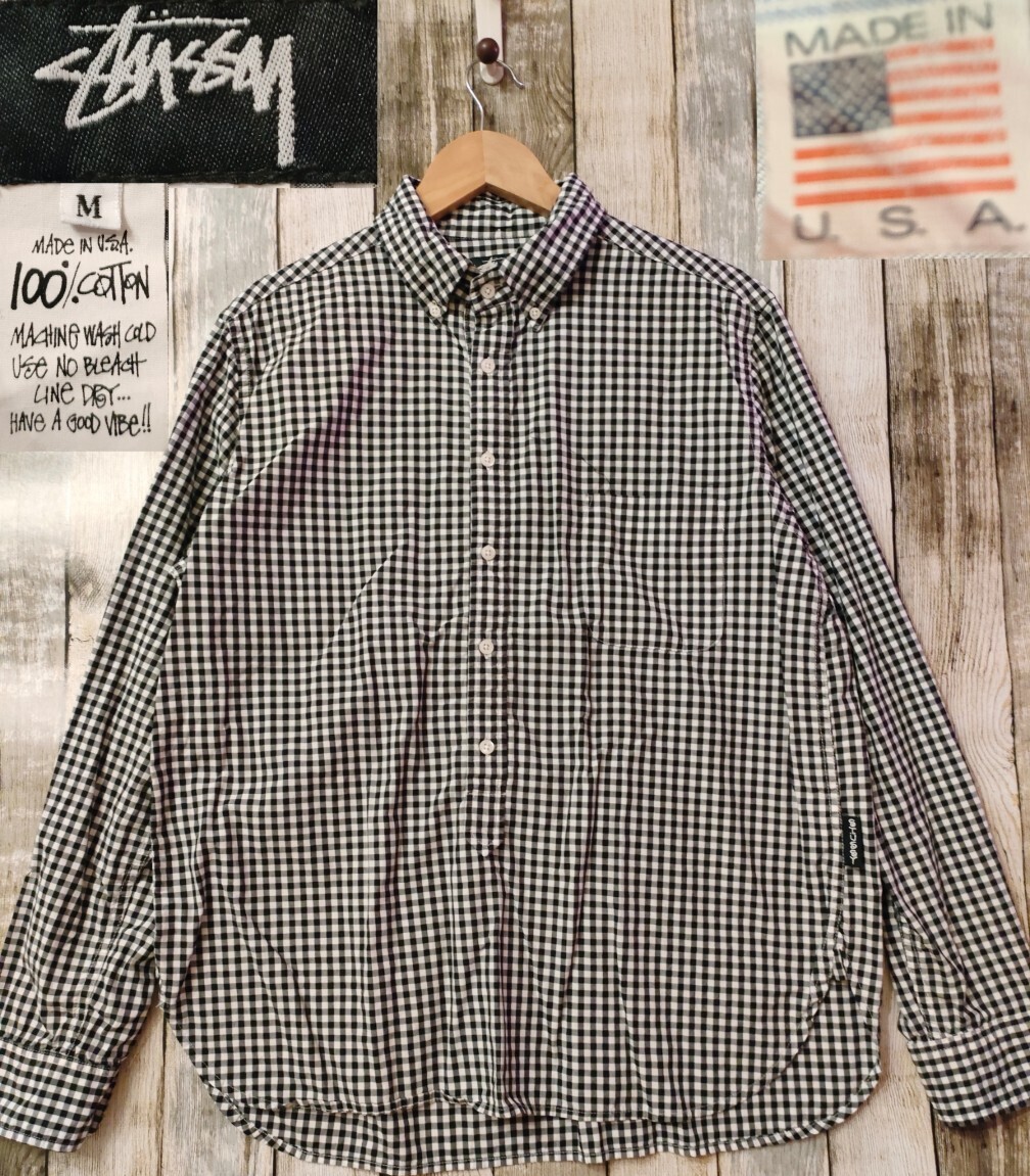 米国製 USA製 復刻 90s STUSSY ボタンダウン プルオーバーシャツ 長袖 