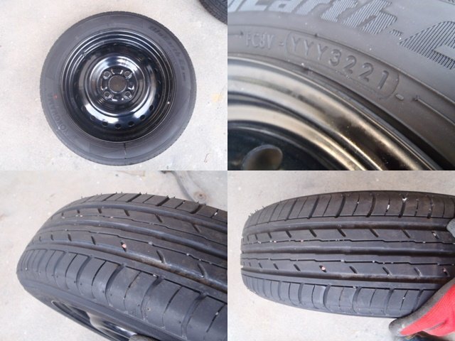 タイヤ 4本 2021年製 タント　LA600S　H28　タイプX　SAⅡ　純正スチールホイール付き　　155/65R14　YOKOHAMA