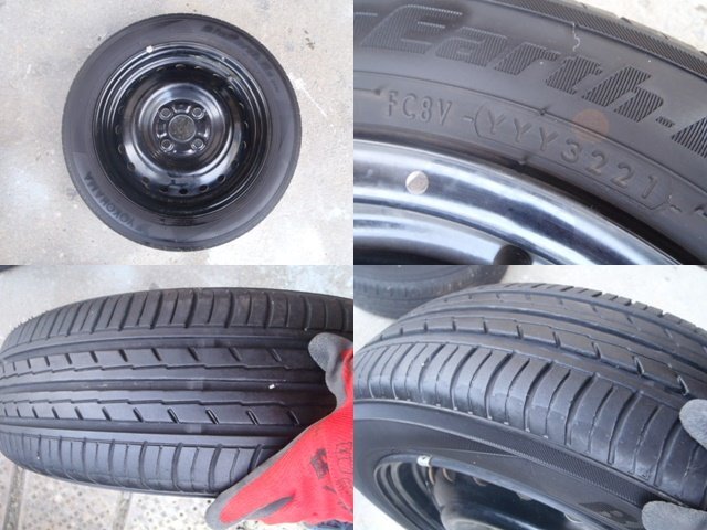 タイヤ 4本 2021年製 タント　LA600S　H28　タイプX　SAⅡ　純正スチールホイール付き　　155/65R14　YOKOHAMA