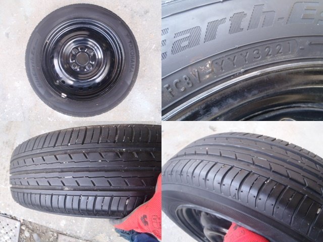 タイヤ 4本 2021年製 タント　LA600S　H28　タイプX　SAⅡ　純正スチールホイール付き　　155/65R14　YOKOHAMA