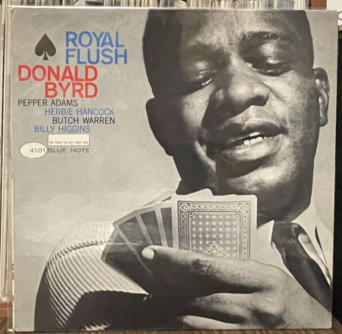 送料込み貴重な米BlueNotoのMONO盤org/ Blue Note BLP 4101 ROYAL FLUSH・ DONALD BYRD NEW YORKラベル VANGELDER刻印 耳マーク有り/美盤