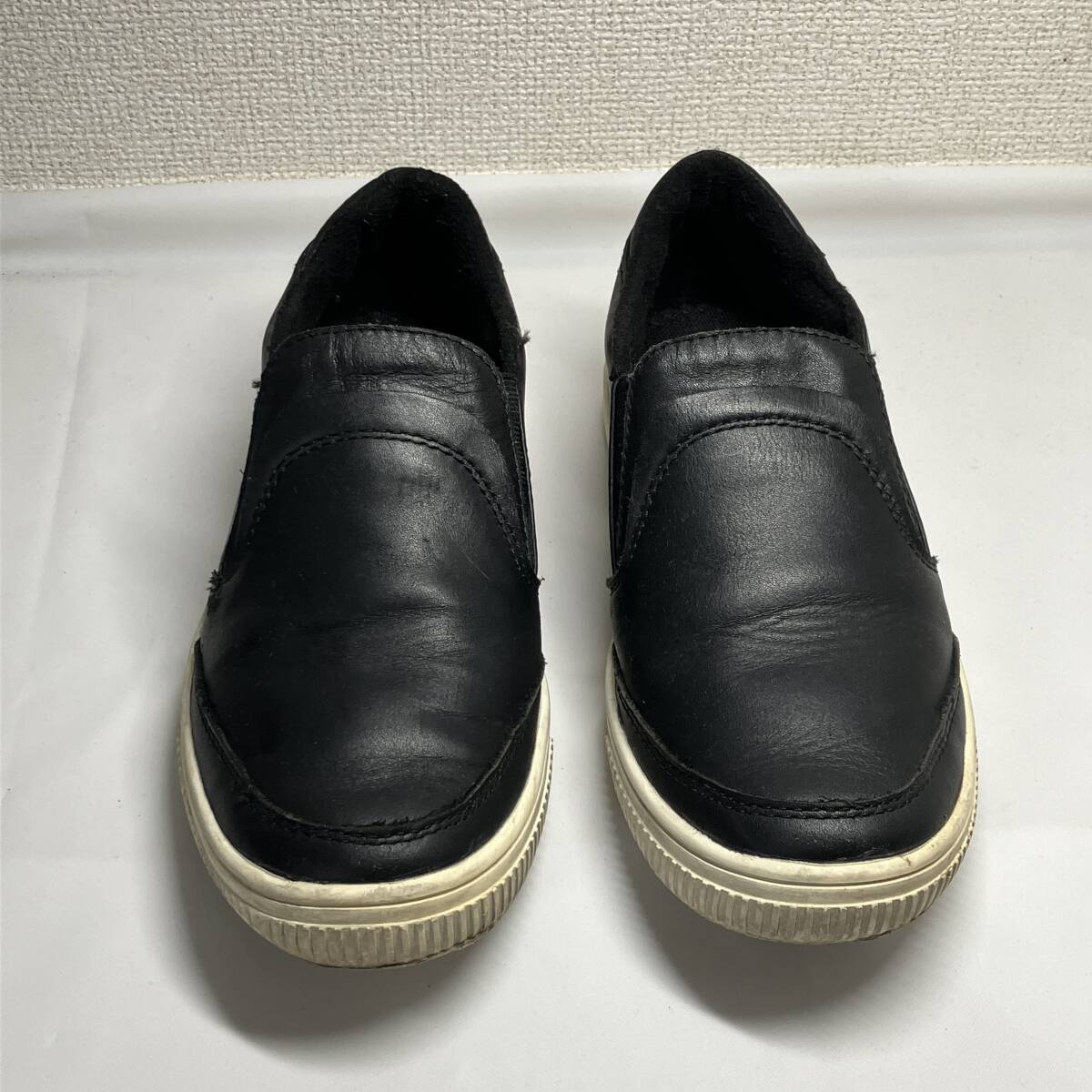 [ superior article ]DIESEL diesel sneakers leather shoes 22.5cm black shoes lady's slip-on shoes 