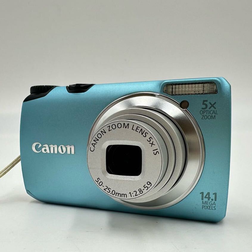 動作品 Canon キヤノン PowerShot A3200 IS パワーショット コンパクトデジタルカメラ ブルー バッテリーあり 充電器なし 中古品 現状品