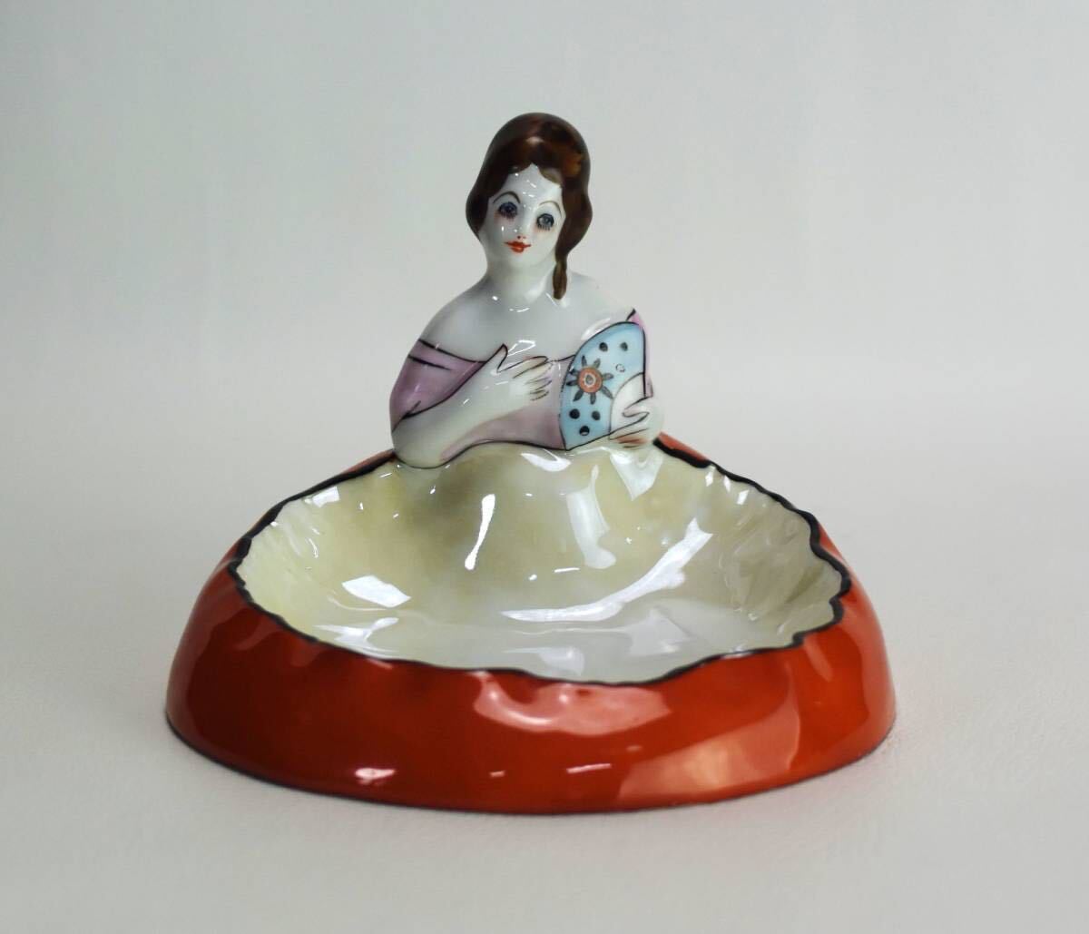 オールドノリタケ デコレディ ラスター彩 小物入れ 灰皿 アールデコ 婦人 ノリタケ NORITAKE デコレディー オールドノリタケ ラスター彩