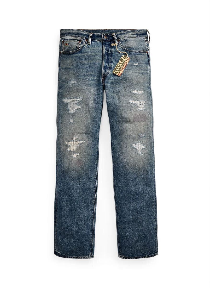RRL ストレートフィットリペアードクリアヴィルジーンズ30/30 未使用タグ付 24SS パッチワークデニム ラルフローレンビンテージ