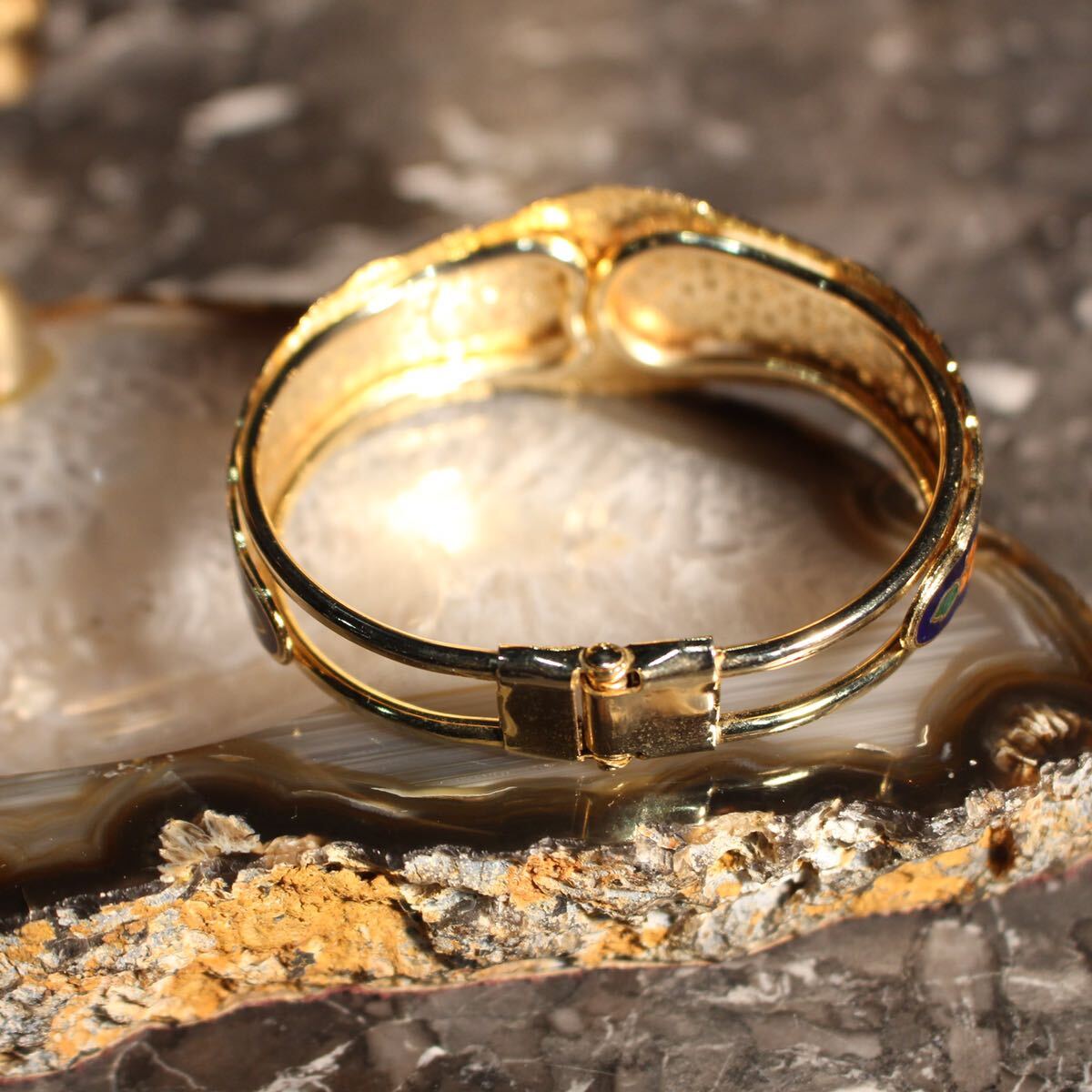 USA VINTAGE FLOWER DESIGN CLOISONNE METAL BANGLEアメリカ古着お花デザイン七宝焼きメタルバングル_画像6